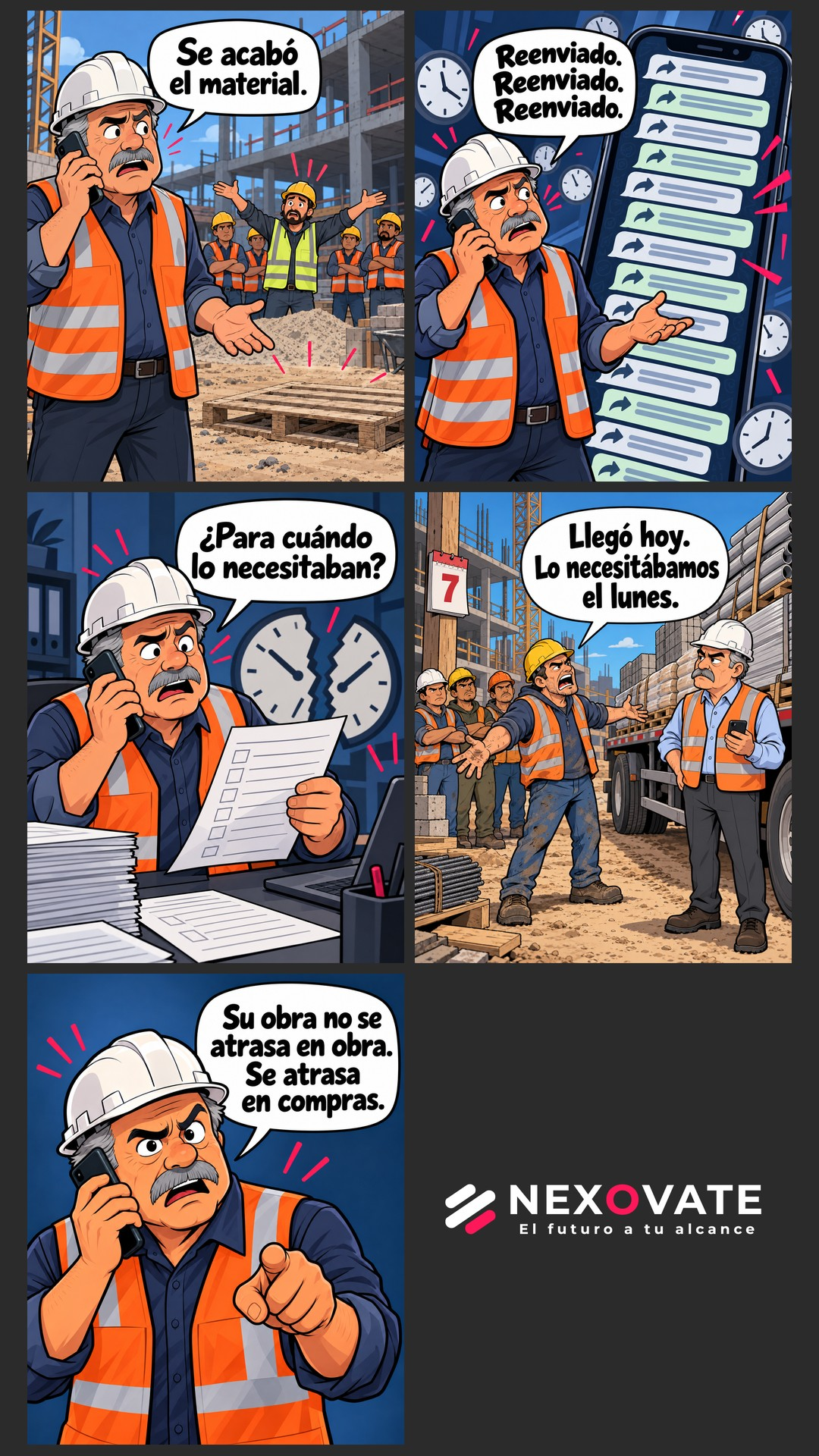 Historieta: su obra no se atrasa en obra, se atrasa en compras
